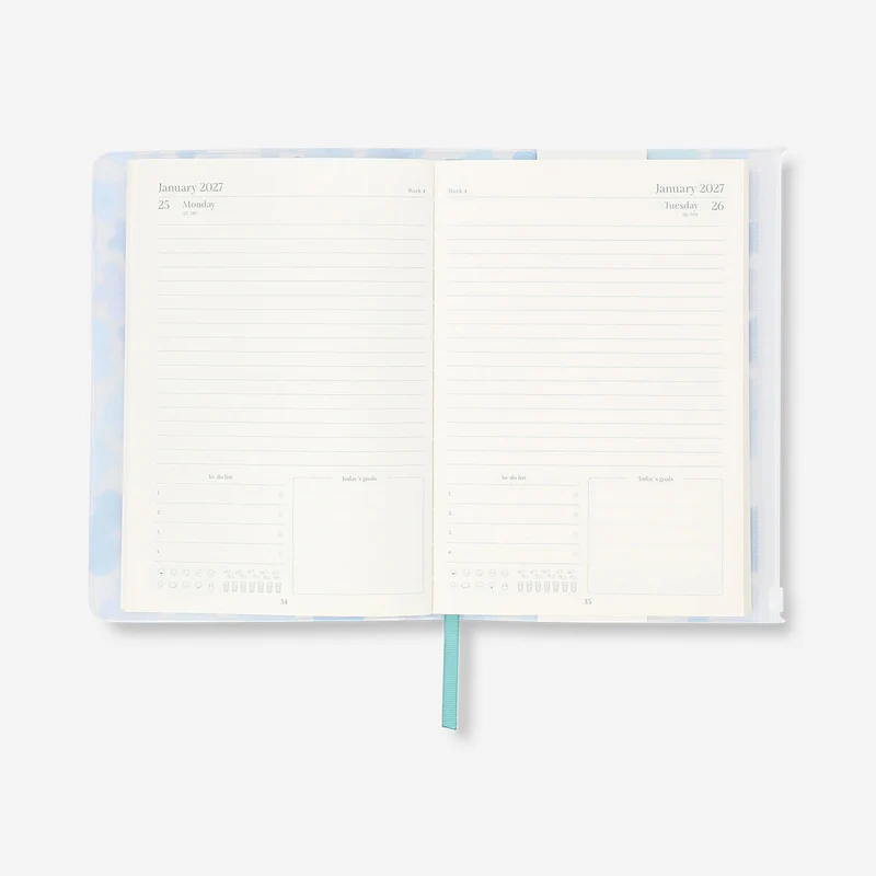 A5 blue florals daily diary 2027 - English