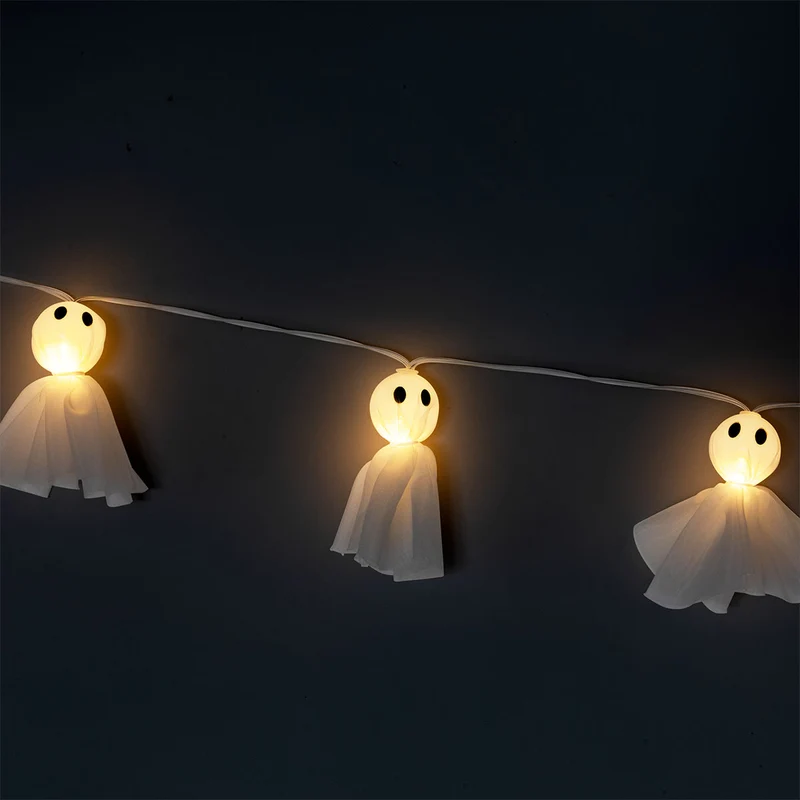 String lights with tulle ghosts - 10 pcs