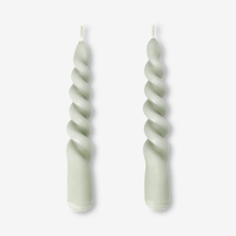 Beige twisted dinner candles - 2 pcs