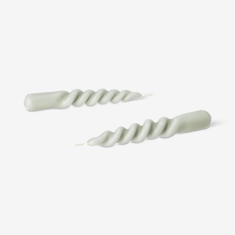 Beige twisted dinner candles - 2 pcs