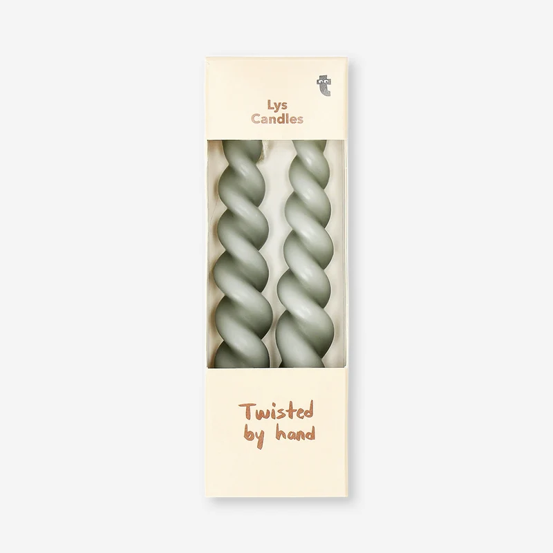 Beige twisted dinner candles - 2 pcs