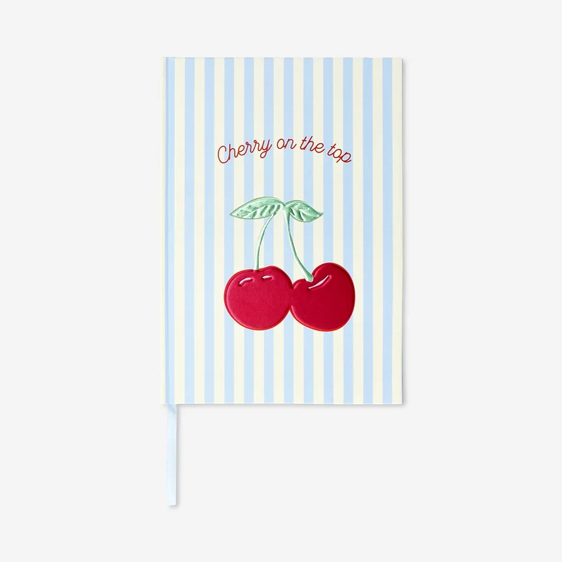 A5 lined notebook with cherry cover