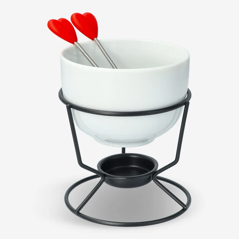 Chocolate fondue set. With 2 forks