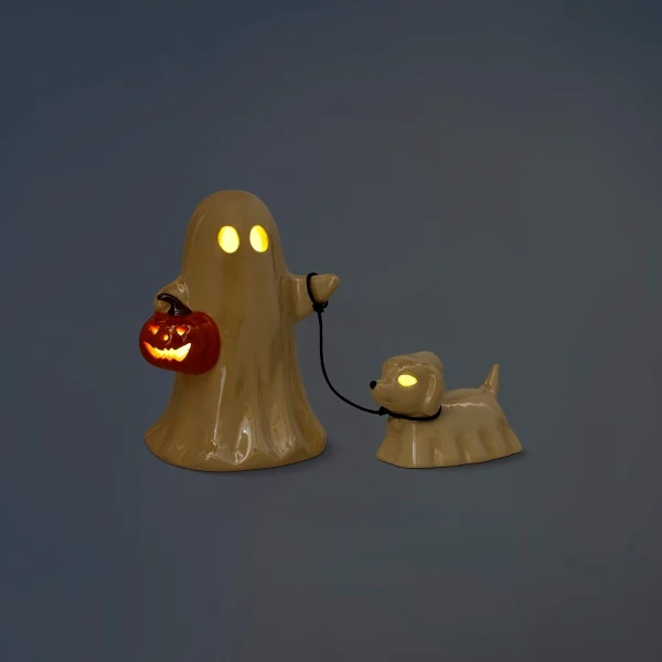 Luminous ghost with ghost dog and LED light