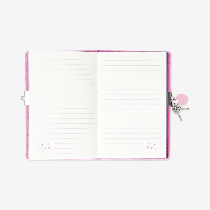Diary with lock and plush cat