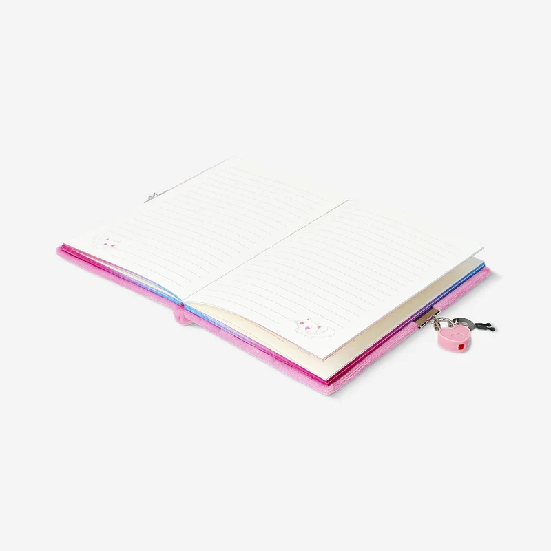 Diary with lock and plush cat