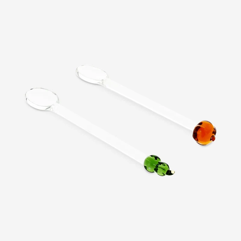 Glass spoons with pumpkin toppers - 2 pcs