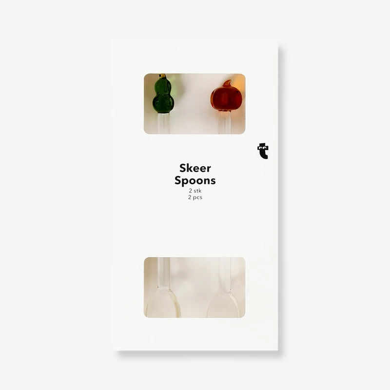 Glass spoons with pumpkin toppers - 2 pcs
