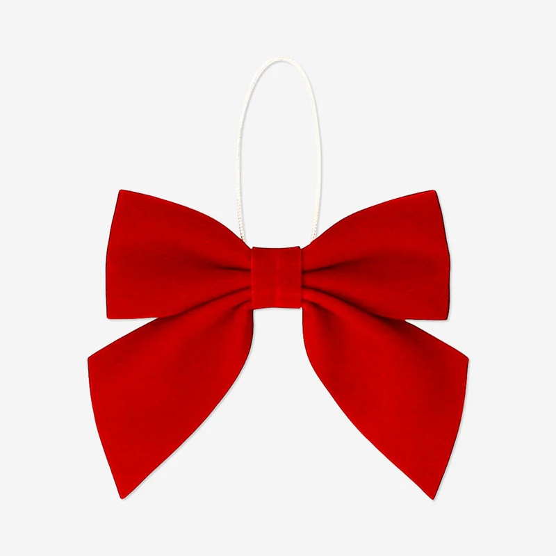 Red velvet hanging bows - 4 pcs
