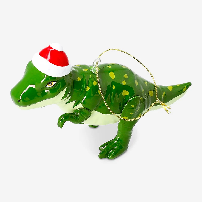 Bauble - Dinosaur with Santa hat