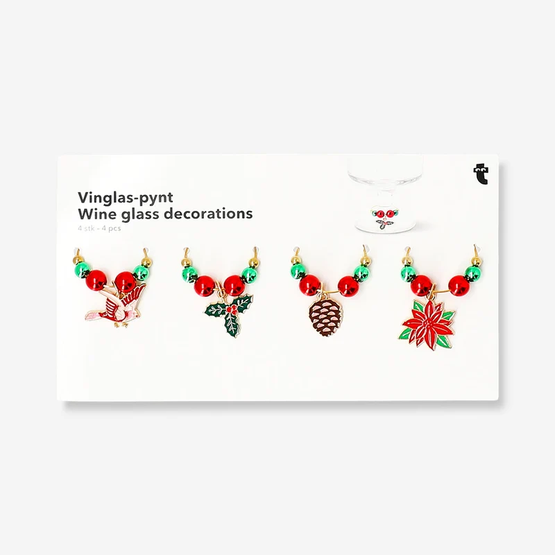 Wine glass Christmas decorations - 4 pcs