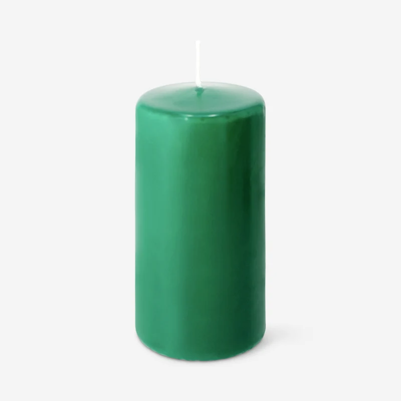 Green pillar candle - 14 cm