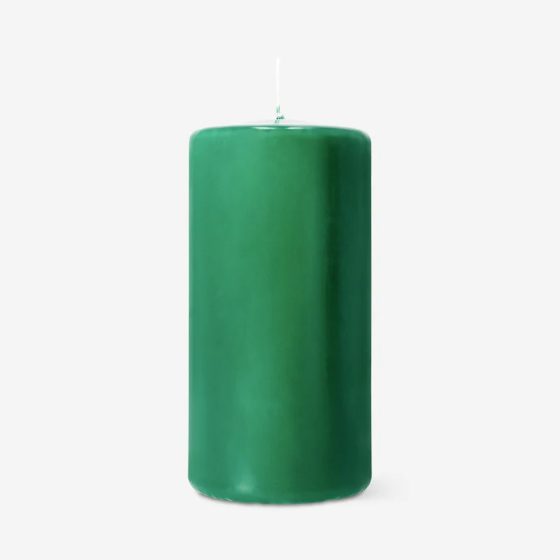 Green pillar candle - 14 cm