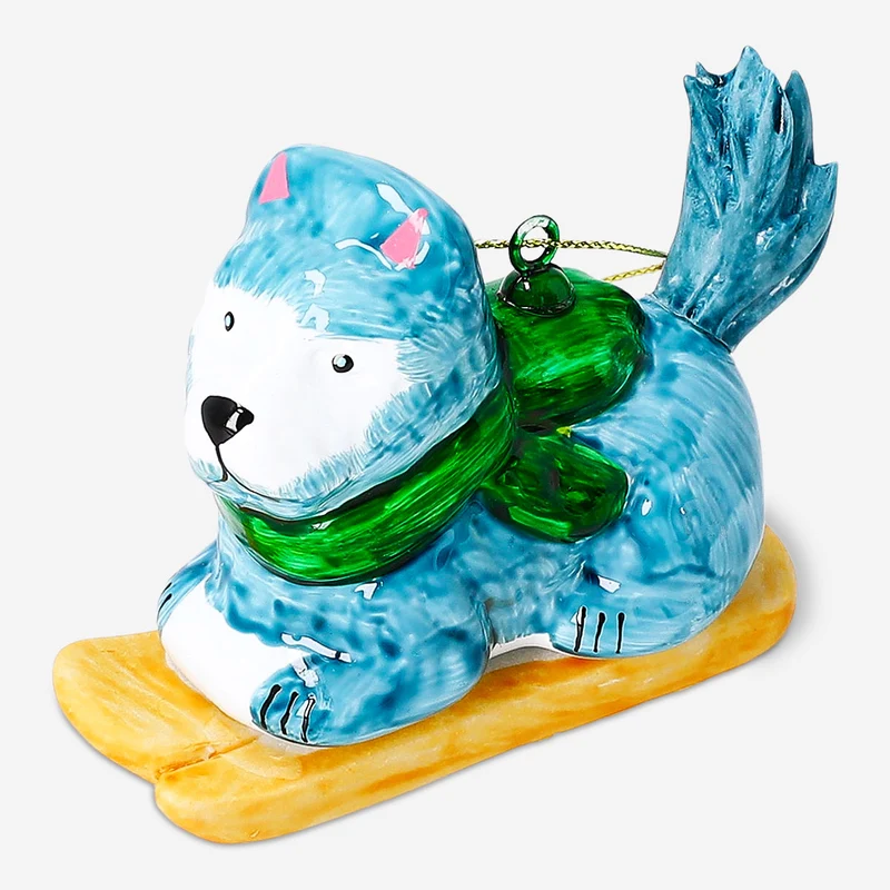 Hanging ornament - Skiing dog