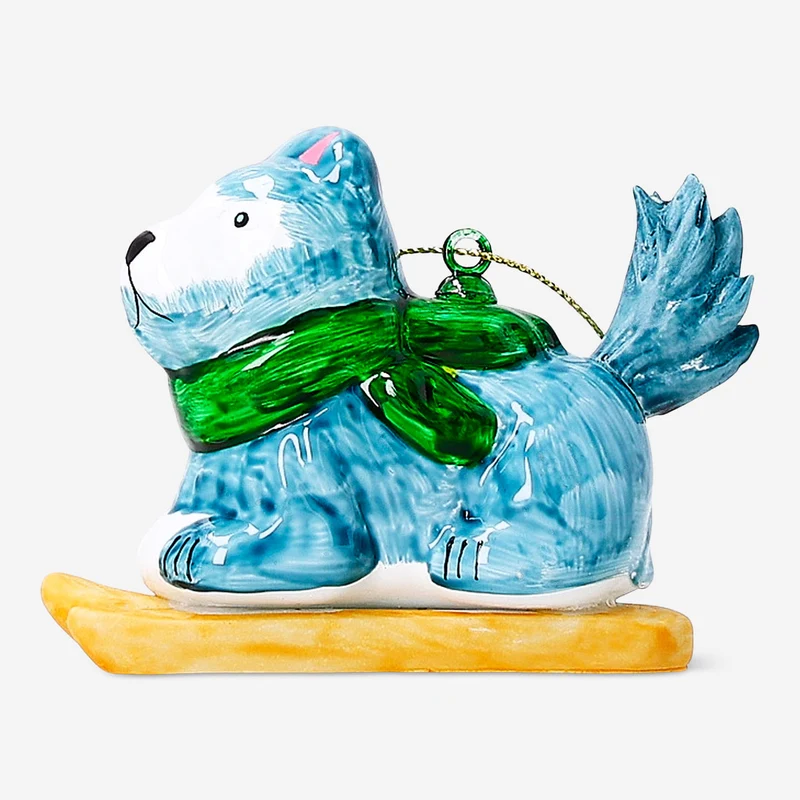 Hanging ornament - Skiing dog