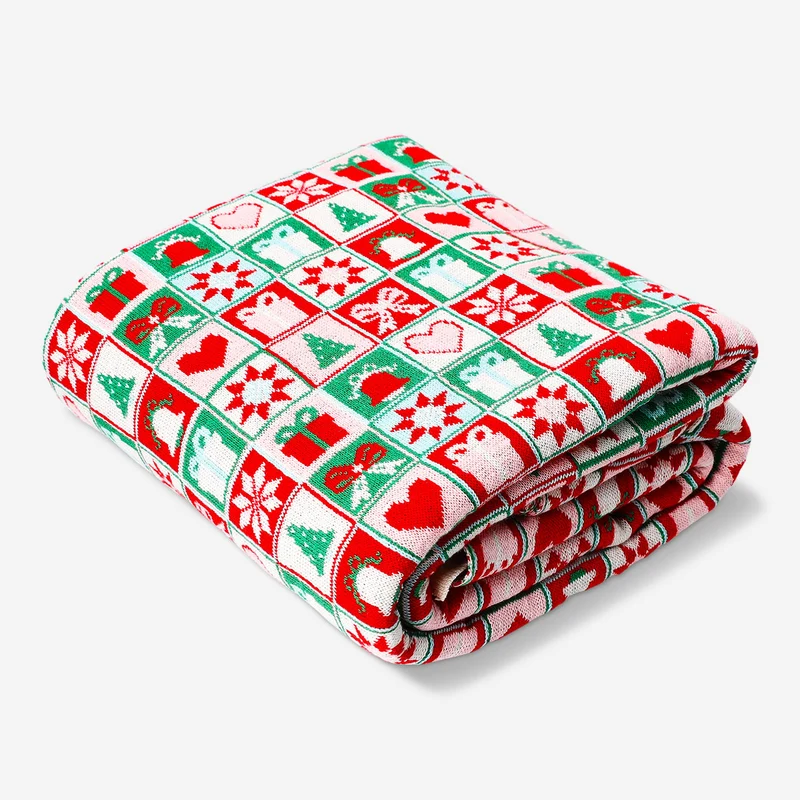 Knitted Christmas throw blanket - 120x150 cm