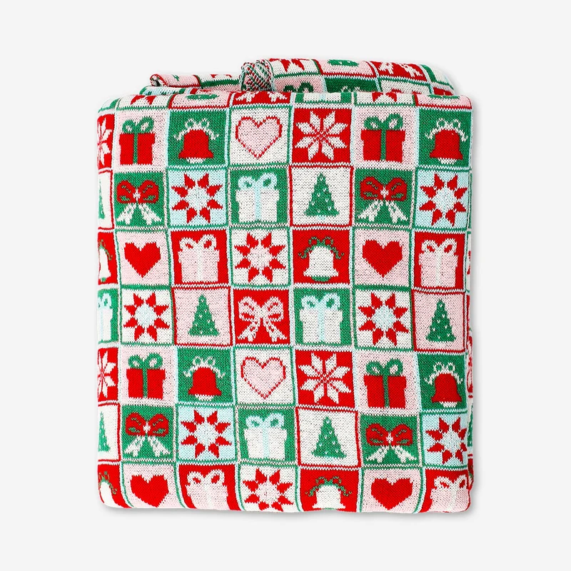 Knitted Christmas throw blanket - 120x150 cm