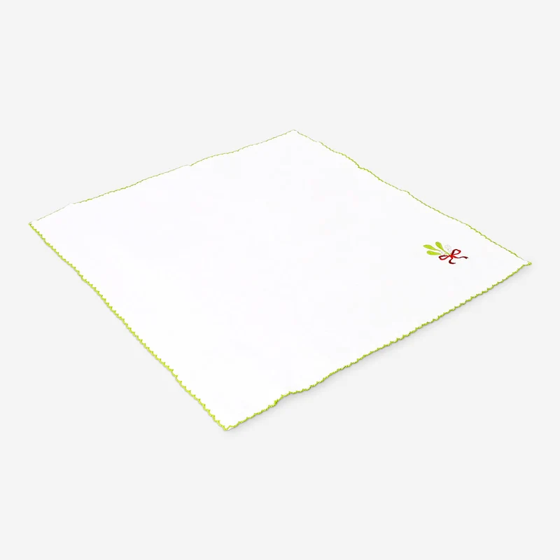 Fabric napkins with mistletoe embroidery - 2 pcs