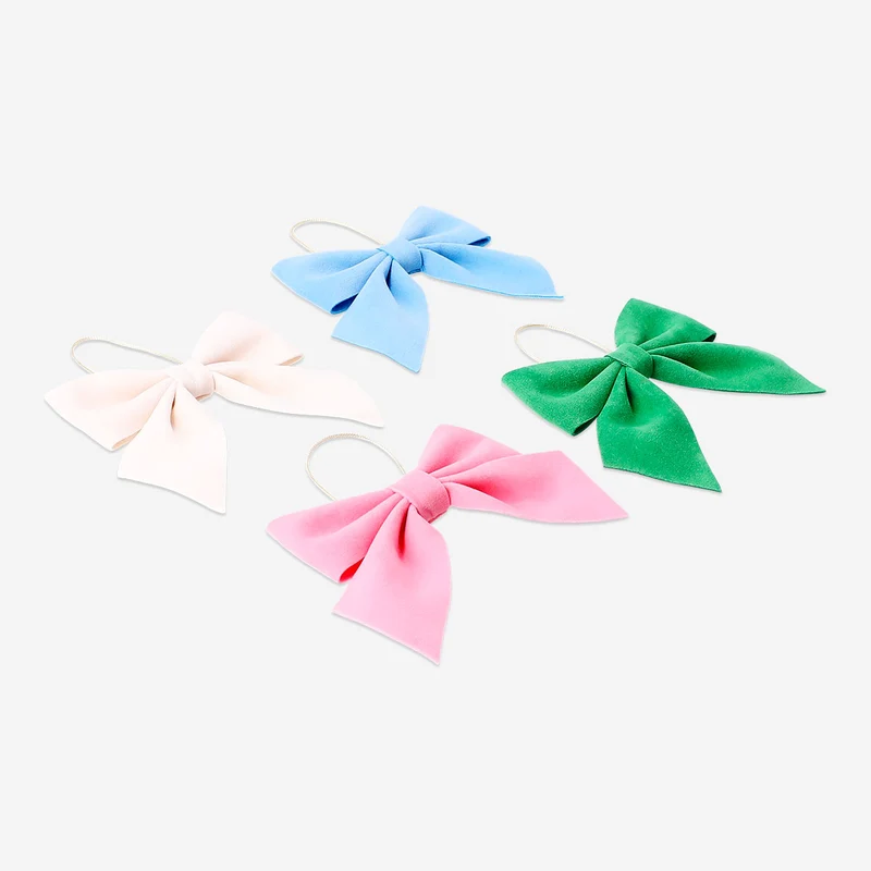 Multi coloured velvet hanging bows - 4 pcs
