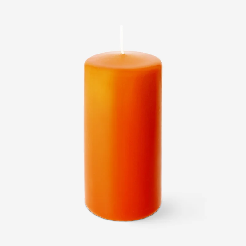Orange pillar candle - 14 cm