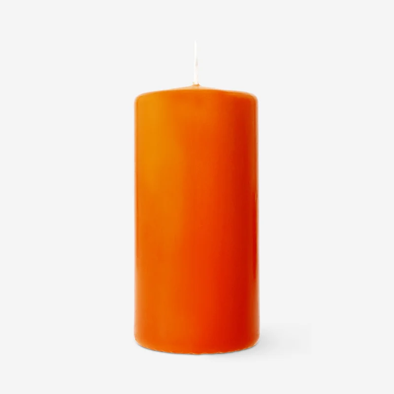 Orange pillar candle - 14 cm