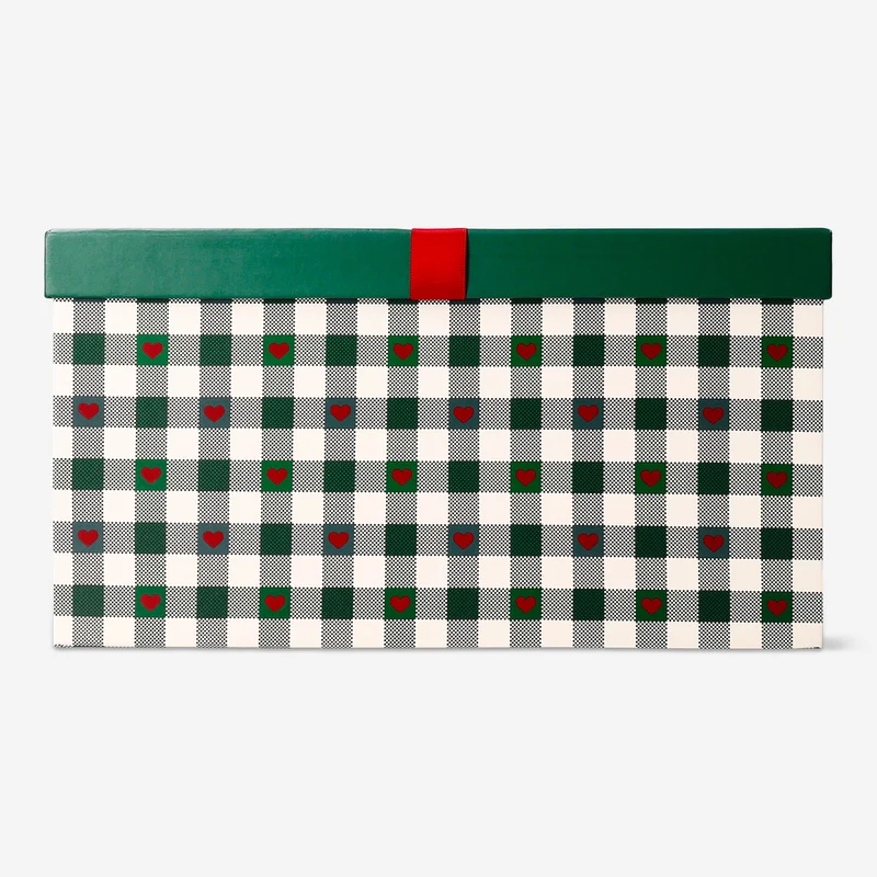 Gift box - Checks and bow - 28x20 cm