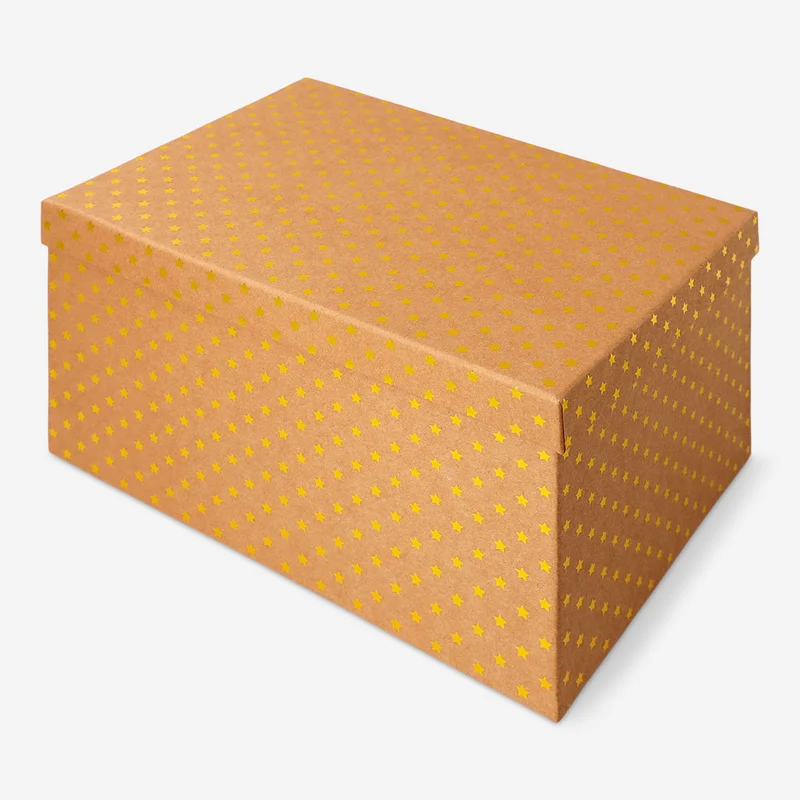 Gift box - Craft box with gold foil stars - 20x28 cm