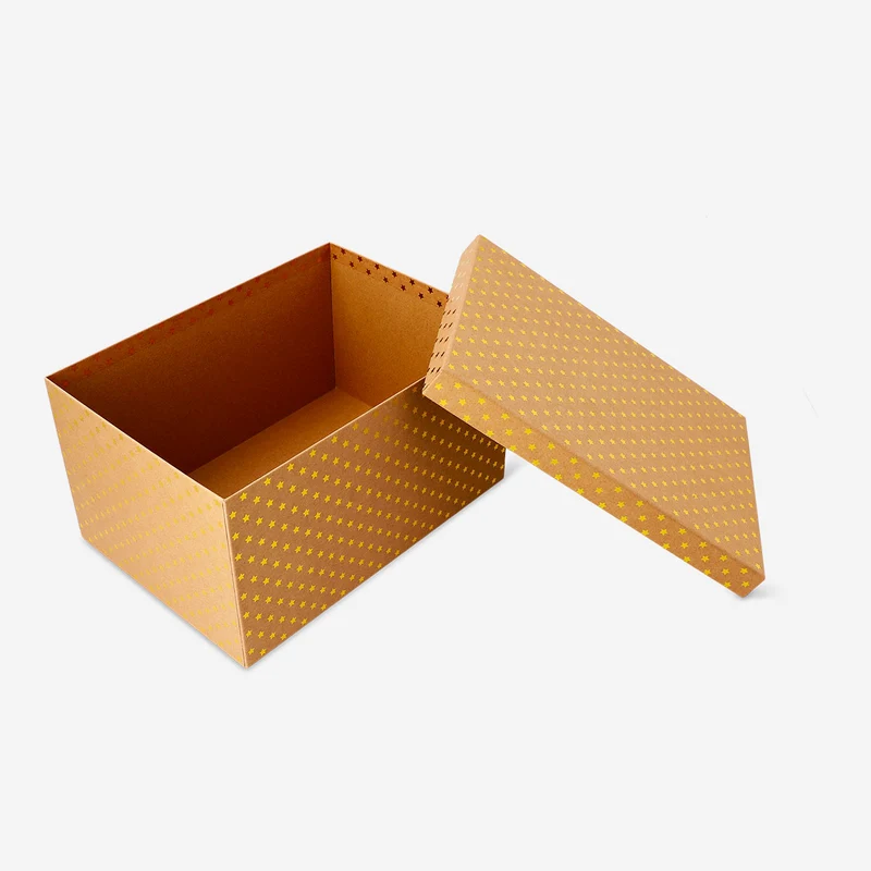 Gift box - Craft box with gold foil stars - 20x28 cm