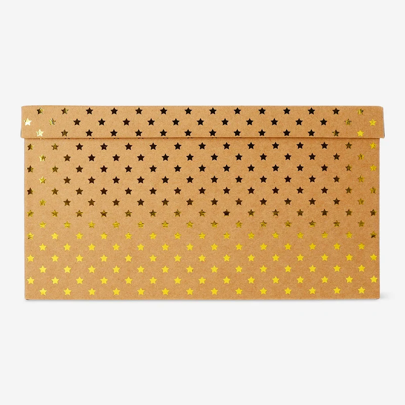 Gift box - Craft box with gold foil stars - 20x28 cm