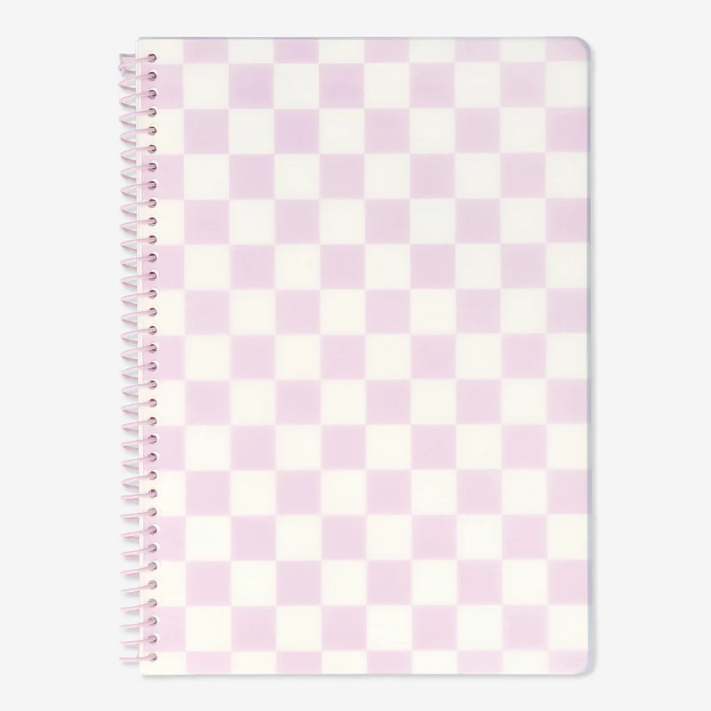 A4 notebook with pink checkered plastic cover