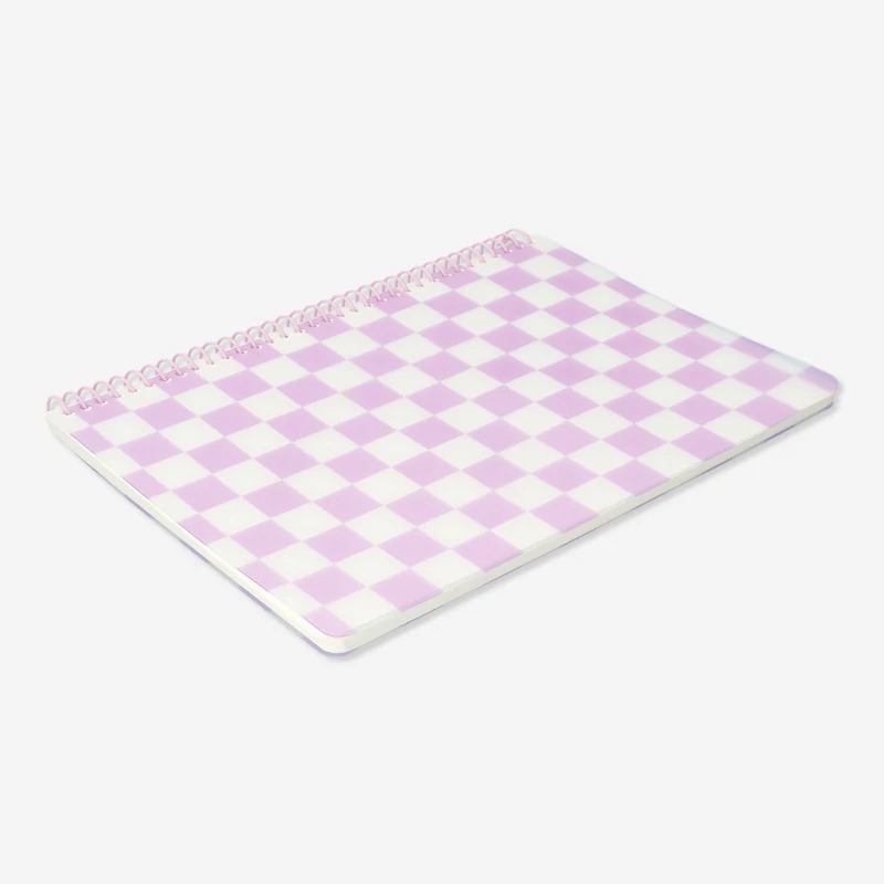 A4 notebook with pink checkered plastic cover