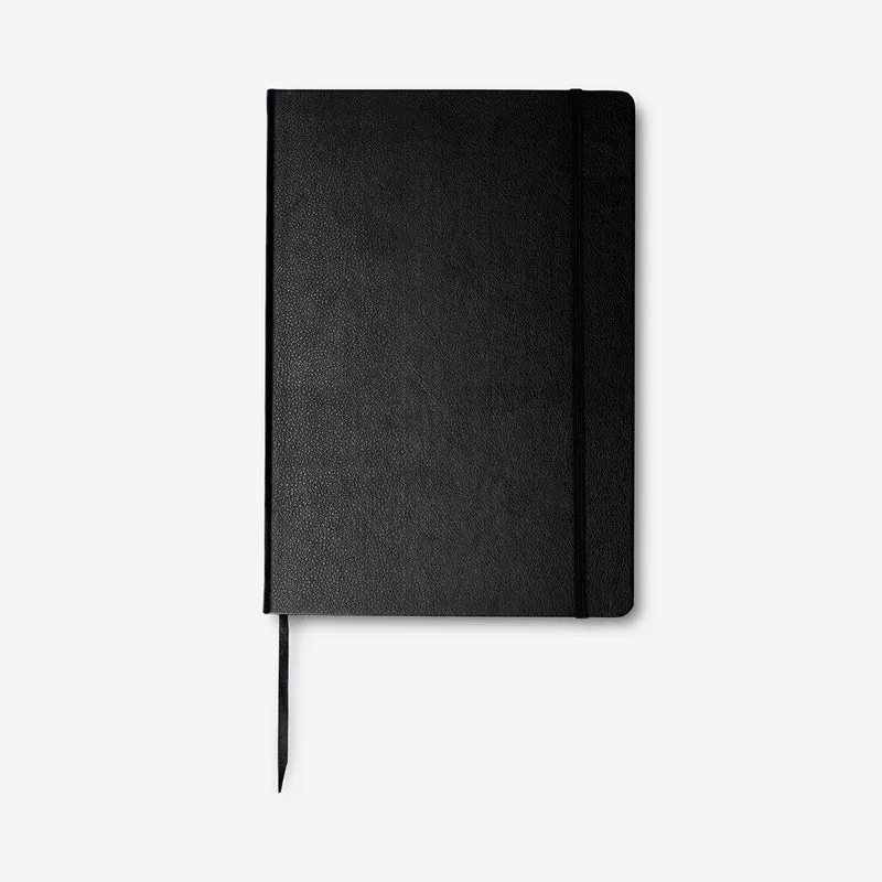 A4 black notebook with rubber band