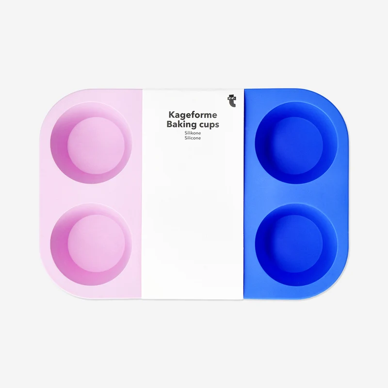 Pink and blue silicone muffin tray
