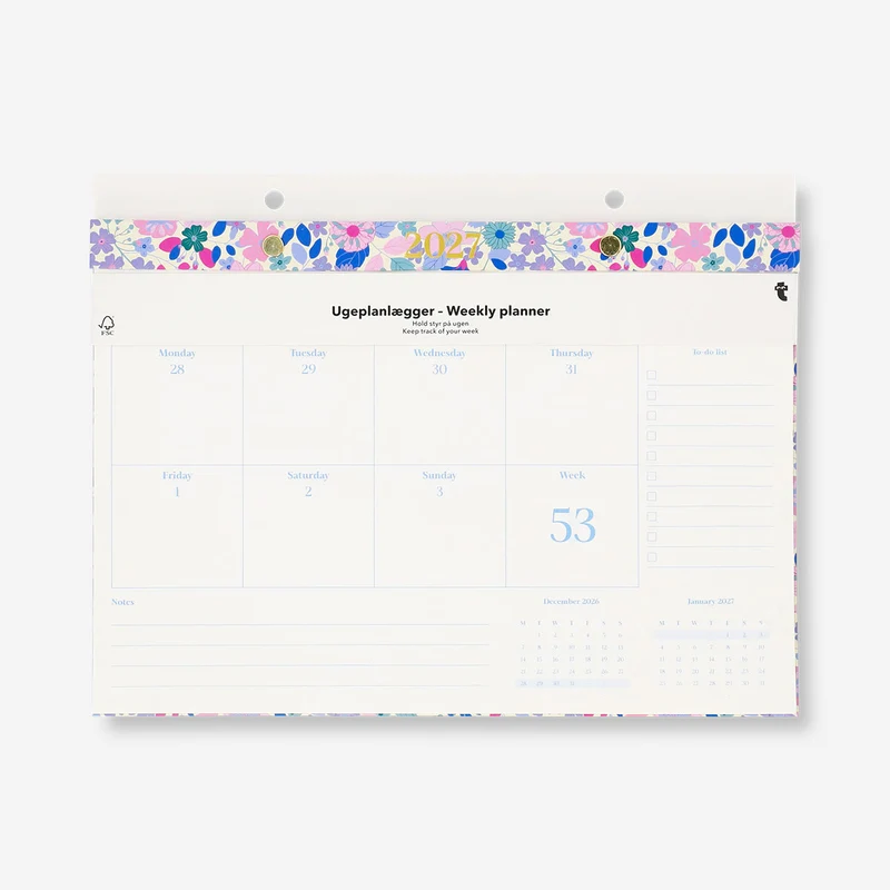 Floral weekly planner 2027