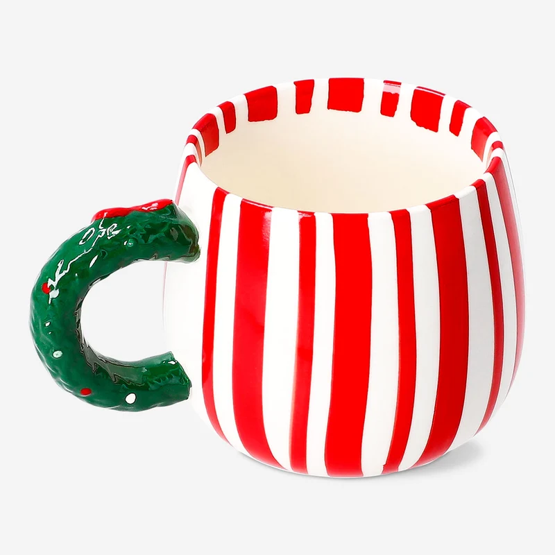Striped mug with wreath handle - 380 ml