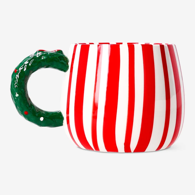 Striped mug with wreath handle - 380 ml