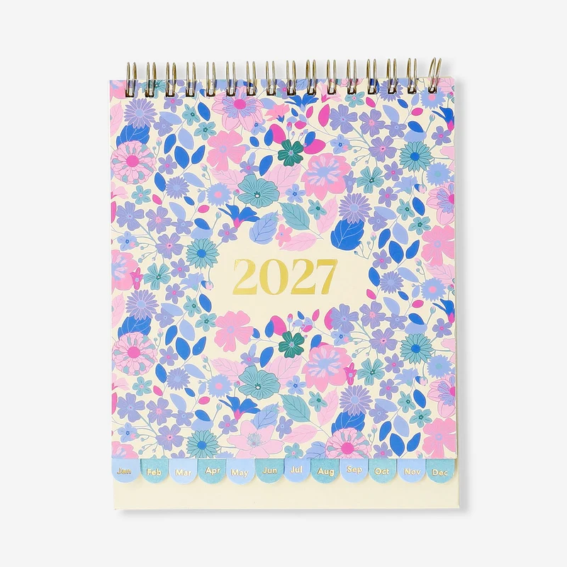 Monthly floral desk calendar 2027
