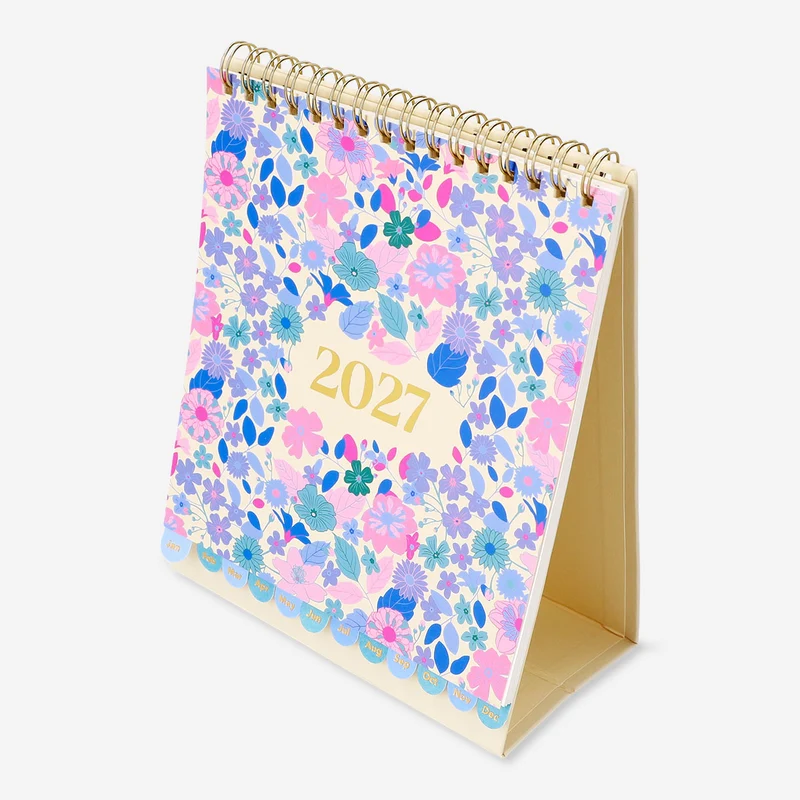 Monthly floral desk calendar 2027