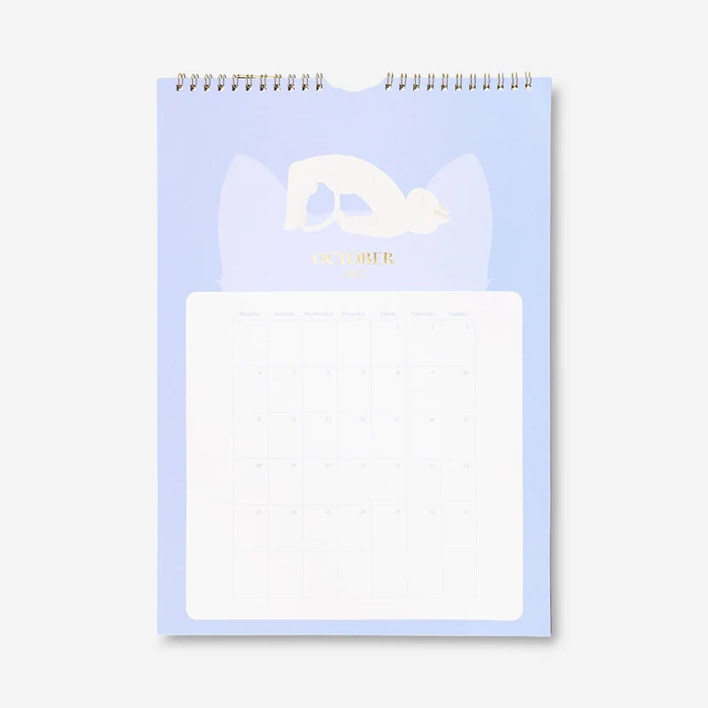 Yoga cat monthly calendar for hanging 2027