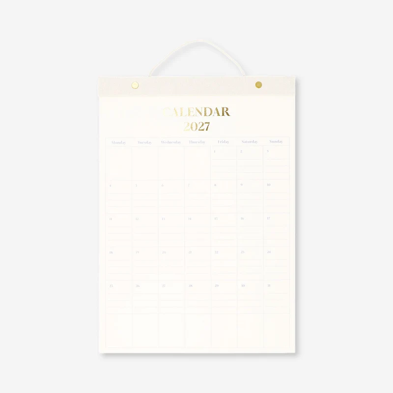Monthly calendar for hanging 2027