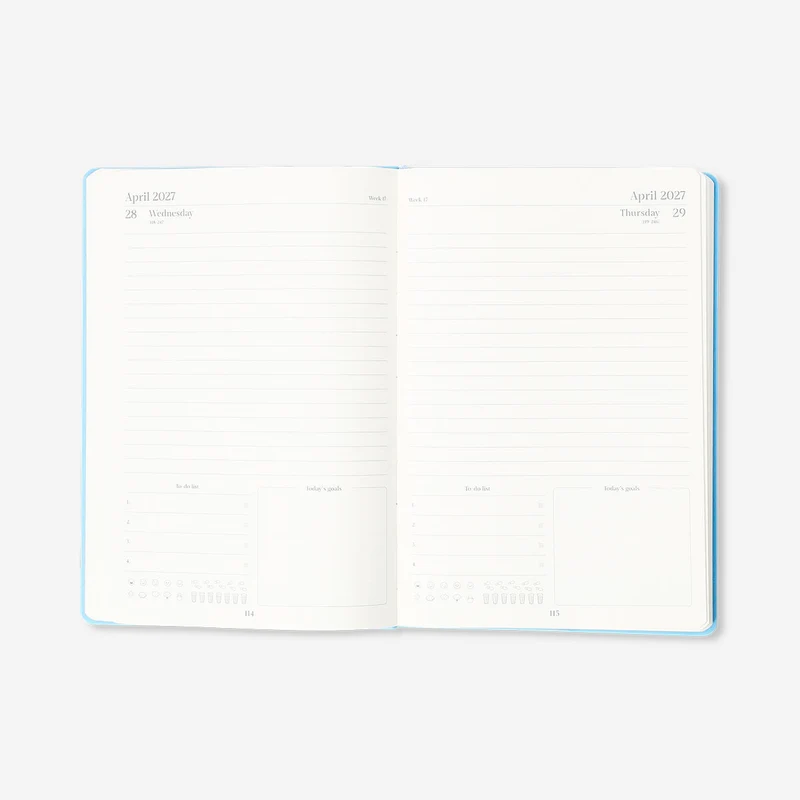 A5 blue daily diary 2027 - English