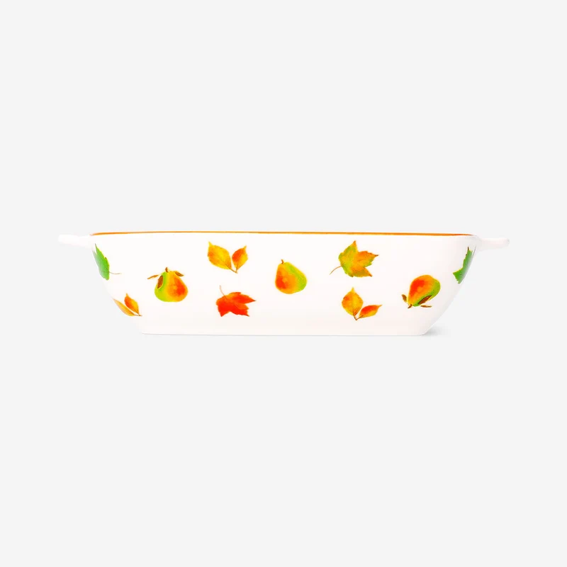 Ceramic oven dish with leaf design - 12x20 cm
