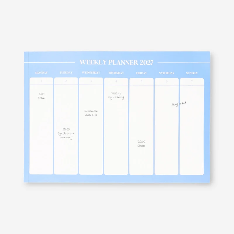 A4 blue weekly planner