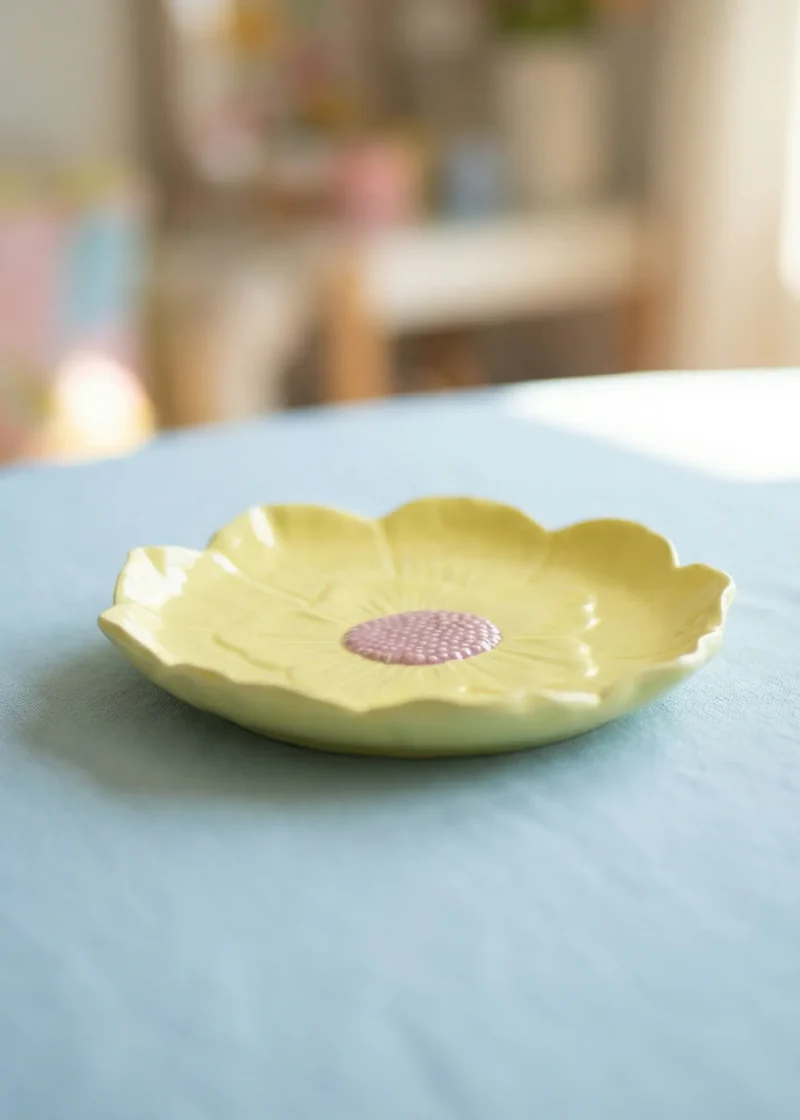 Yellow flower plate - 19 cm