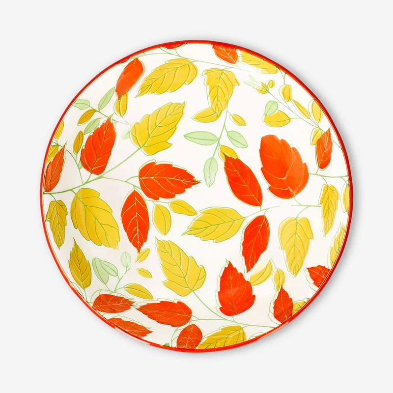 Low bowl with leaf print - 14 cm
