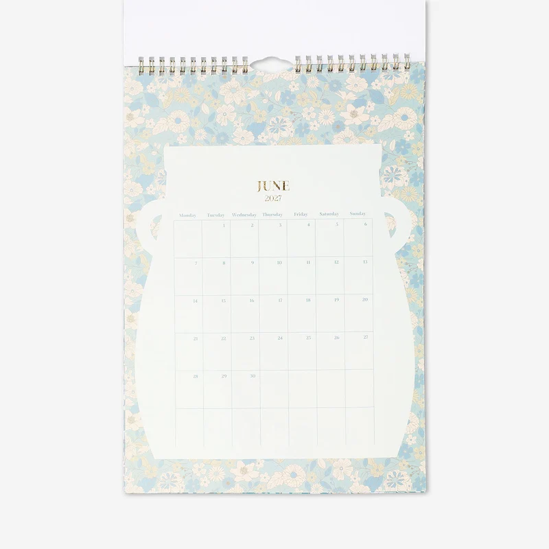 Floral monthly calendar for hanging 2027