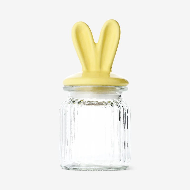 Glass storage jar with bunny ears - 17 cm