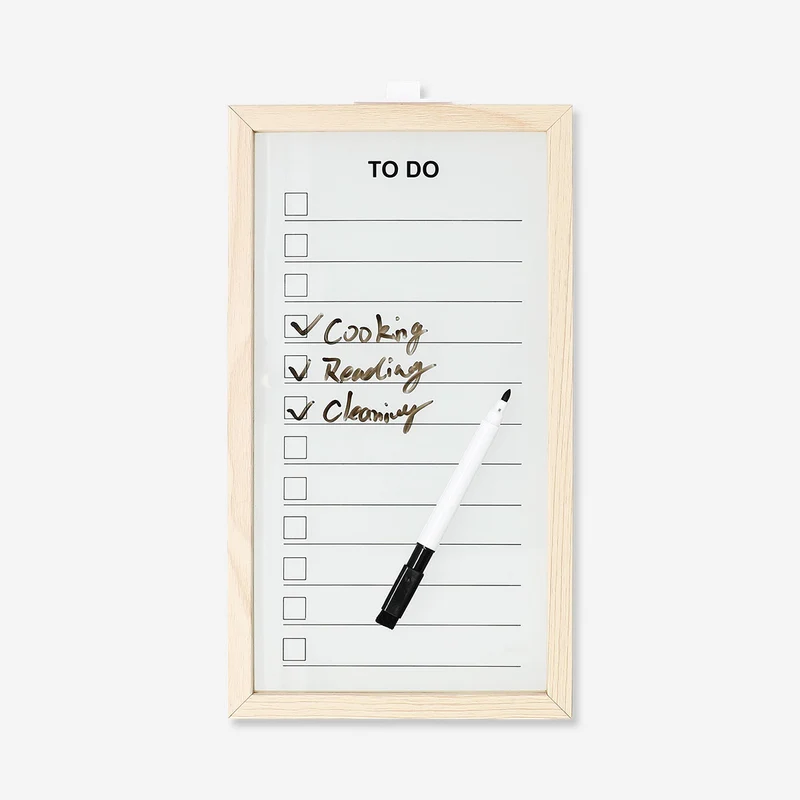 Planner board in wood frame with marker