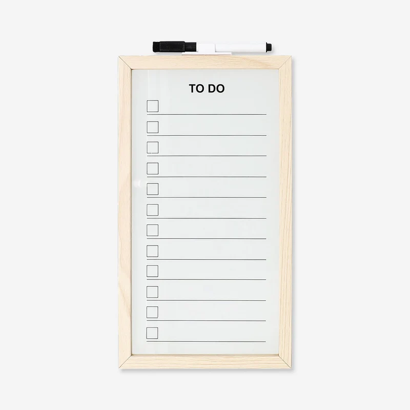 Planner board in wood frame with marker