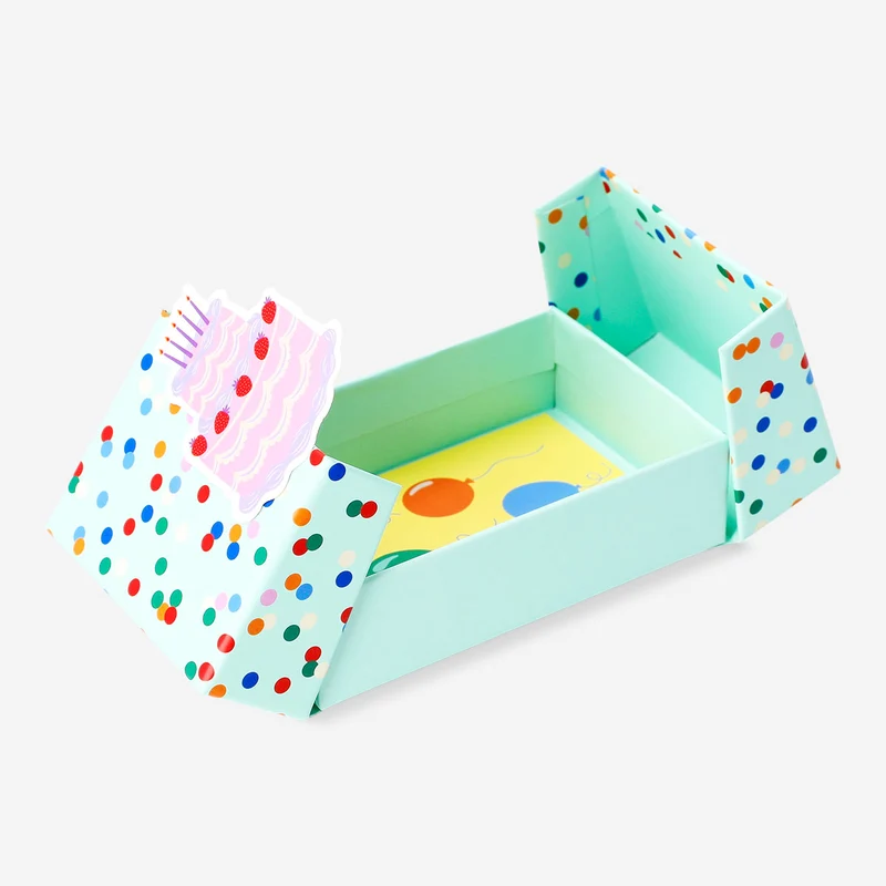 Gift box for cards - Birthday cake and confetti